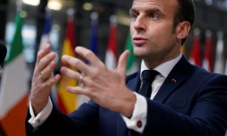 Le président Emmanuel Macron à Bruxelles le 20 février 2020 pour le sommet extraordinaire sur le budget européen