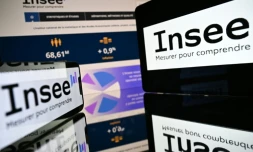 Vue d'écrans affichant le logo de l'Insee, le 8 septembre 2025 à Toulouse (Haute-Garonne)