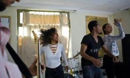 Les membres du groupe de rock Jano lors d'une répétition, le 16 février 2017 à Addis Abeba, en Ethiopie