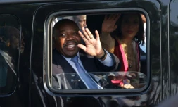 Le président gabonais Ali Bongo Odimba, le 23 mars 2019 à Libreville, de retour de cinq mois de convalescence à l'étranger