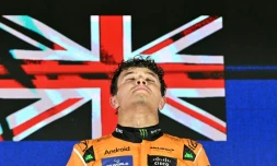Le pilote de F1 britannique Lando Norris (McLaren), victorieux du GP de Singapour, le 22 septembre 2024
