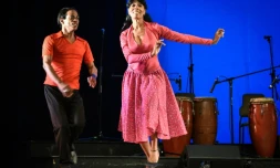 Leticia Herrera, vedette du Tropicana sur scène du théâtre national de la Havane, le 16 avril 2016 