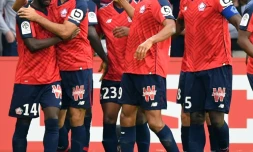 Les joueurs de Lille vainqueurs de Saint-Etienne en L1 le 6 octobre 2018 à Villeneuve d'Ascq