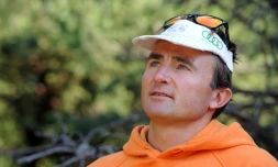 L'alpiniste suisse Ueli Steck, le 13 août 2015 à Sigoyer dans les Hautes-Alpes