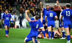 Les joueurs français célèbrent leur victoire sur l'Australie à Melbourne le 13 juillet 2021