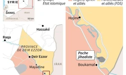 Carte représentant les zones de contrôle dans l'est de la Syrie au 8 février