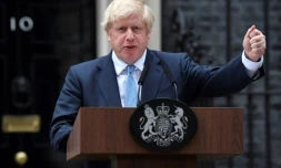 Le Premier ministre britannique Boris Johnson effectue une déclaration devant le 10 Downing Street, le 2 septembre 2019