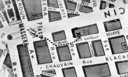 Plan qui a servi aux cambrioleurs pour dévaliser la salle de coffres de la Société Générale à Nice, le 18 juillet 1976