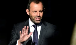 L'ancien président du FC Barcelone Sandro Rosell, à son arrivée au tribunal le 22 juillet 2014 à Madrid