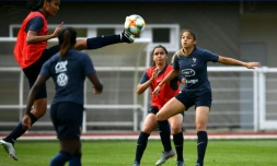 Séance d'entraînement pour les joueuses de l'équipe de France, le 27 mai 2019 à Clairefontaine, où elles préparent le Mondial
