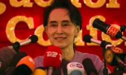 L'opposante birmane Aung San Suu Kyi, le 5 novembre 2015 Ă Rangoun