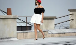 La top américaine Kaia Gerber au défilé Chanel à Paris, le 1er octobre 2019