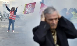 Selon la presse, la mobilisation syndicale contre la politique d'Emmanuel Macron, comme ici à Nantes le 16 novembre 2017, "a fait flop"