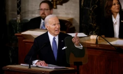 Le président américain Joe Biden prononce son discours sur l'état de l'Union le 7 mars 2024 à Washington, DC.