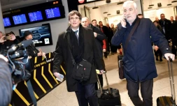 Le président catalan destitué Carles Puigdemont, arrivant à l'aéroport de Copenhague, le 22 janvier 2018