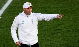 L'entraßneur français du Real Madrid, Zinedine Zidane, dirige un entraßnement à Madrid, le 30 décembre 2017