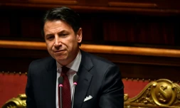 Le Premier ministre italien sortant Giuseppe Conte au Sénat, le 20 août 2019 à Rome