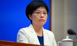 Xu Luying, une responsable du Bureau des affaires de Hong Kong et de Macao lors d'une conférence de presse à Pékin le 29 juillet 2019