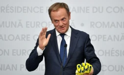 Le président du Conseil européen Donald Tusk lors d'une conférence de presse à Sibiu, Roumanie, le 9 mai 2019
