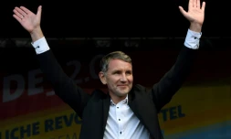 Le candidat de l'AfD Björn Höcke, lors d'une meeting de campagne à Erfurt le 26 octobre 2019