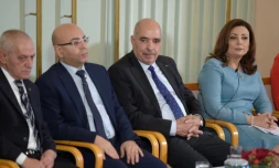 Les lauréats tunisiens du prix Nobel de la Paix Houcine Abbassi,Mohamed Fadhel Mahfoud, Abdessatar Ben Moussa et Wided Bouchamaoui le 9 décembre 2015 à Oslo