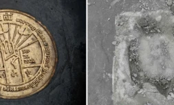 A gauche, la "plaque du Peuple" fixée sur une place de Bangkok par des manifestants pro-démocratie le 20 septembre 2020, et à droite l'emplacement après que la plaque a été enlevée, le 21 septembre 2020