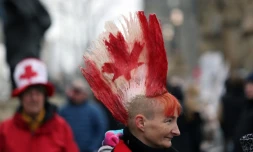 Manifestante dans les rues d'Ottawa, le 10 février 2022