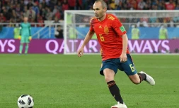 Le milieu espagnol Andres Iniesta lors du match face à Morocco à Kaliningrad le 25 juin 2018