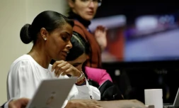 Photo d'archive de la procureure générale Diana Salazar lors d'une audience dans l'affaire dite "Metastasis" à Quito, le 14 décembre 2023