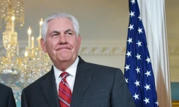 Le chef de la diplomatie américaine Rex Tillerson lors d'un face à face avec le ministre des affaires étrangères allemandes Sigmar Gabriel (pas sur la photo) à Washington, le 30 novembre 2017.