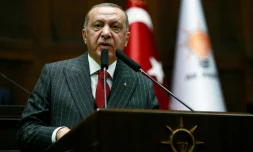 Photo fournie par la présidence turque de Recep Tayyip Erdogan lors d'un discours devant ses députés à Ankara, le 7 mai 2019