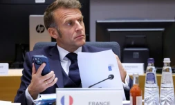 Le président Emmanuel Macron au sommet des leaders de l'UE à Bruxelles, le 23 octobre 2025