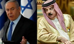 (COMBO) A gauche, le Premier ministre israélien Benjamin Netanyahu à Jésuralem, le roi du Bahreïn Hamad bin Isa Al Khalifa à Riyad en Arabie saoudite, le 10 décembre 2019  