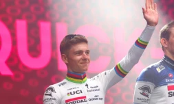 Le Belge Remco Evenepoel lors de la présentation des équipes avant le départ du Giro 2023 le 4 mai 2023 à Pescara