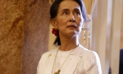 Aung San Suu Kyi lors d'une réunion avec le président vietnamien Tran Dai Quang à Hanoï le 13 septembre 2018