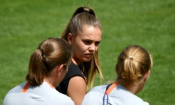 L'attaquante néerlandaise Lieke Martens, à l'entraßnement, à Oullins prÚs de Lyon, le 2 juillet 2019