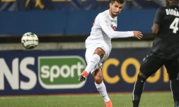 Le milieu de Nancy Loïc Puyo marque face à Caen en Coupe de la Ligue, le 26 octobre 2016 au stade Marcel-Picot de Tomblaine