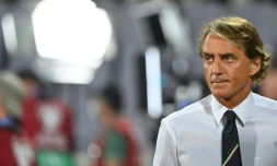 Le sélectionneur italien Roberto Mancini, avant le match contre la Bulgarie, comptant pour les éliminatoires de la Coupe du monde 2022 au Qatar, le 2 septembre 2021 à Florence