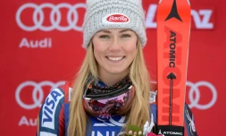 L'Américaine Mikaela Shiffrin après sa victoire sur le slalom de Lienz en Autriche, le 28 décembre 2017