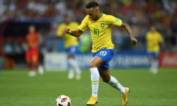 L'attaquant brésilien Neymar lors de l'élimination du Brésil par la Belgique en quart de finale du Mondial le 6 juillet 2018