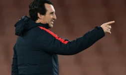 Unai Emery lors d'un entraînement du PSG à l'Emirates Stadium, le 22 novembre 2016 à Londres
