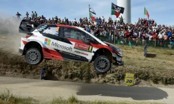 L'Estonien Ött Tänak (Toyota Yaris) lors de la 17e spéciale du rallye du Portugal, le 2 juin 2019 