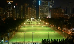 Vue générale du Parc Victoria vide à Hong Kong, le 4 juin 2021