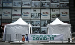 Centre mobile de dépistage du Covid-19 à Clichy-sous-Bois, le 22 mai 2020