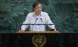 Le président colombien Gustavo Petro à la tribune des Nations Unies à New York, le 23 septembre 2025