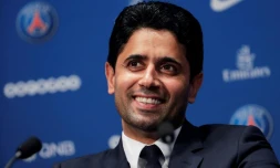 Nasser Al-Khelaïfi, président de BeIn Média et du PSG, en conférence de presse, le 12 juillet 2017 à Paris