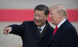Le président américain Donald Trump (à droite) et son homologue chinois Xi Jinping, le 9 novembre 2017 à Pékin  