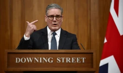 Le Premier ministre britannique Keir Starmer lors d'une conférence de presse au 10 Downing Street, le 21 janvier 2025 à Londres