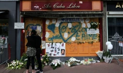La façade du bar "Cuba Libre" le 6 août 2017 à Rouen, un an aprÚs l'incendie qui a fait 14 morts