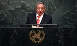 Le président cubain Raul Castro à la tribune de l'ONU à New York, le 26 septembre 2015